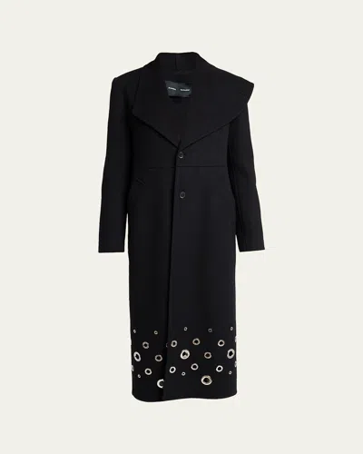 Proenza Schouler Alix Embellished Compact Melton Wool Long Coat In Multi