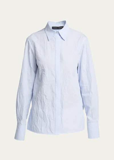 Proenza Schouler Crinkled Cotton Allen Shirt In Sky Blue