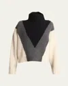 Proenza Schouler Alma Graphic Cashmere Turtleneck Sweater In Grey Multi