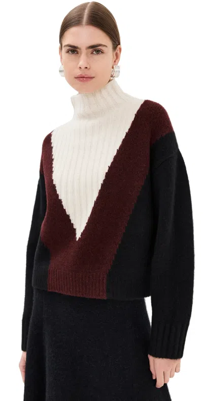 Proenza Schouler Alma Graphic Cashmere Turtleneck Sweater In Red Multi