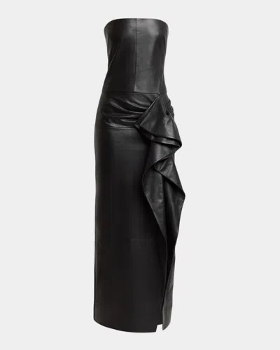 Proenza Schouler Alonna Strapless Leather Dress In Black