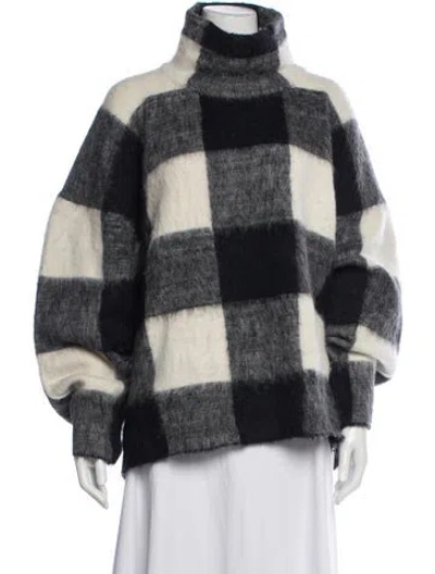 Pre-owned Proenza Schouler Alpaca Plaid Print Sweater In Black