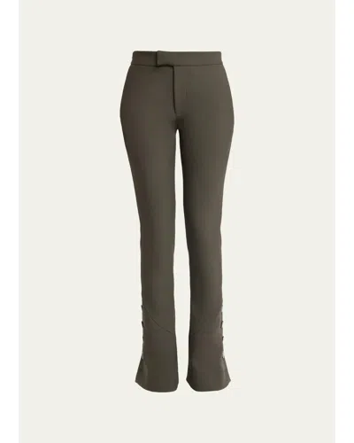 Proenza Schouler Althea Bi-stretch Double Wool Buttoned Flare Pants In Earth