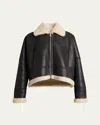 Proenza Schouler Alya Lamb Shearling Oversized Aviator Jacket In Black