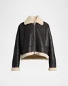 Proenza Schouler Alya Lamb Shearling Oversized Aviator Jacket In Multi