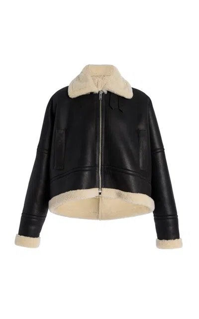 Proenza Schouler Alya Merino Shearling Jacket In Black,white