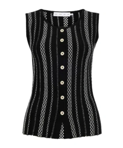 Proenza Schouler Alyna Textured Knit Button Vest In Black