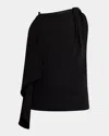 Proenza Schouler Alyssa Twisted Drape Matte Viscose Crepe Top In Black