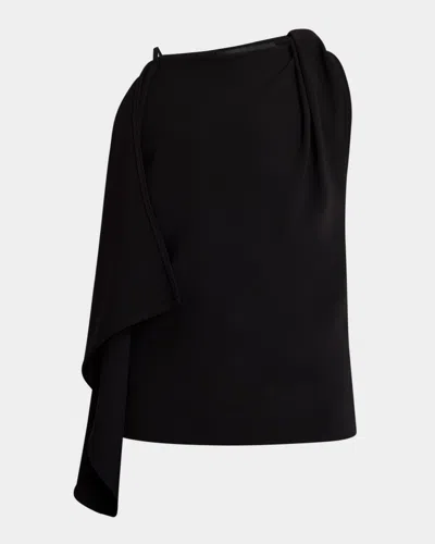 Proenza Schouler Alyssa Twisted Drape Matte Viscose Crepe Top In Black