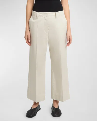 Proenza Schouler Amara Cotton Twill Suiting Cropped Pants In Wheat