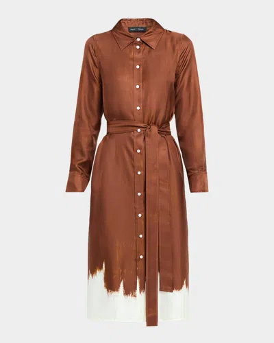 Proenza Schouler Amaya Double-printed Tie Waist Silk Twill Dress
