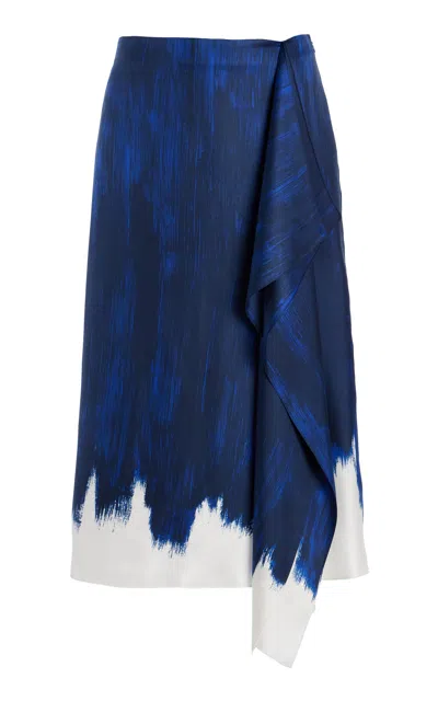 Proenza Schouler Amery Double Printed Silk Skirt In Blue