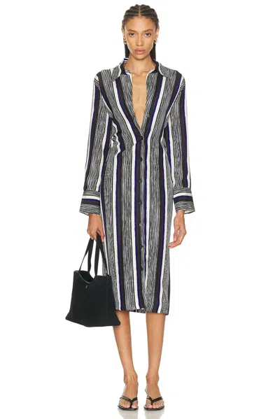 Proenza Schouler Amira Striped Midi Dress In Black