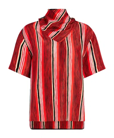 Proenza Schouler Amira Striped Silk-habotai Blouse In Red