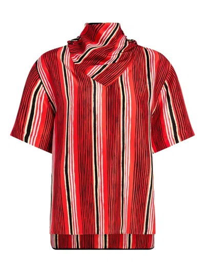 Proenza Schouler Vermillion Silk Amira Top In Red
