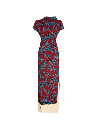 Proenza Schouler Anais Printed Stretch-cady Maxi Dress In Burgundy