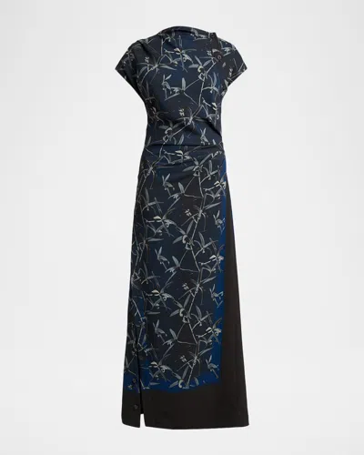 Proenza Schouler Anais Floral-print Gathered Button-side Maxi Dress In Multi