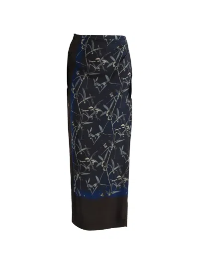 Proenza Schouler Anais Floral-print Button-detailed Gathered Stretch Skirt In Black
