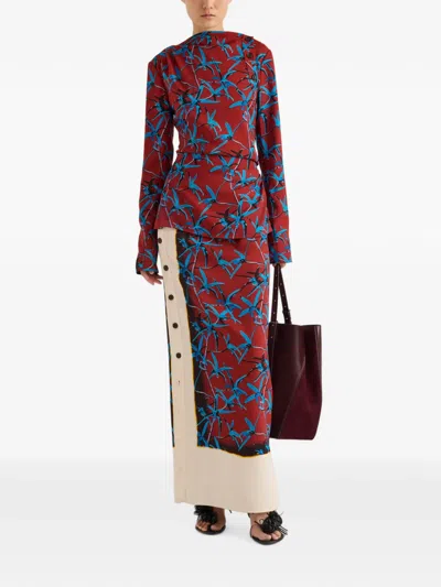 Proenza Schouler Anais Top In In Printed Stretch Cady In Red