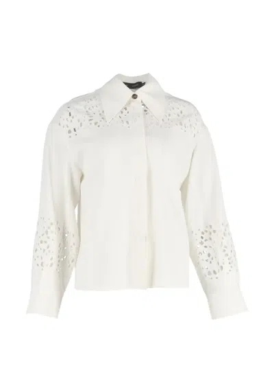 Pre-owned Proenza Schouler Anglaise Point-collar Shirt In White