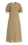 Proenza Schouler Anik Crinkle Crepe Midi Dress In Tan