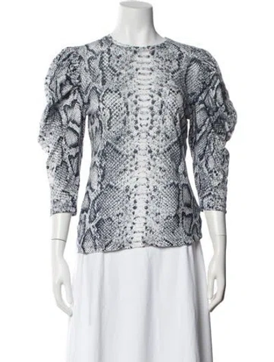 Pre-owned Proenza Schouler Animal Print Crew Neck Sweater In White