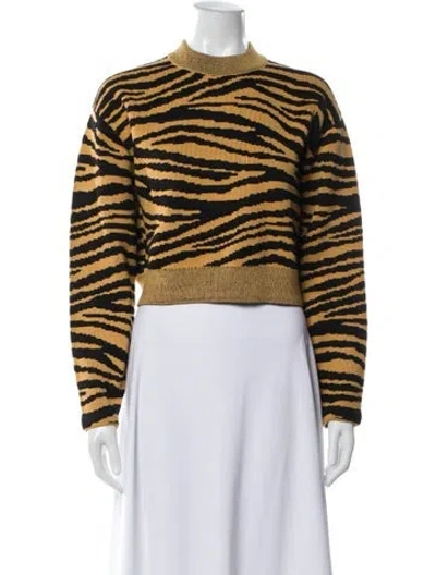 Pre-owned Proenza Schouler Animal Print Crew Neck Sweater In Yellow