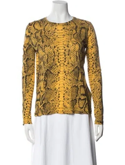 Pre-owned Proenza Schouler Animal Print Crew Neck Sweater In Yellow