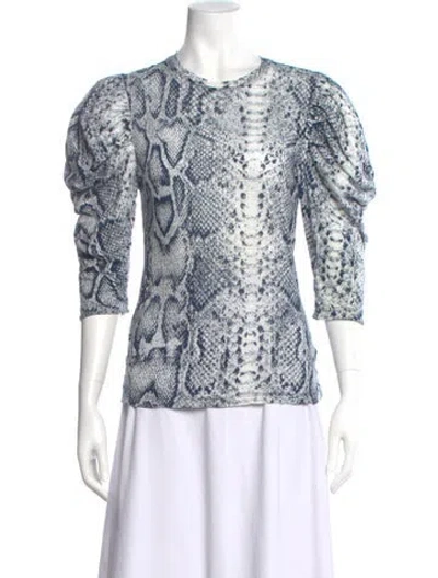 Pre-owned Proenza Schouler Animal Print Crew Neck Top In Blue