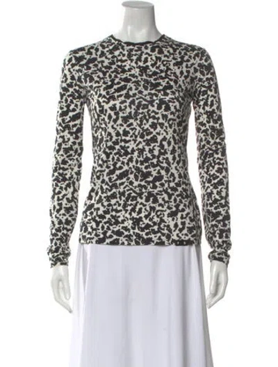 Pre-owned Proenza Schouler Animal Print Crew Neck Top In White