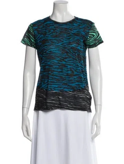 Pre-owned Proenza Schouler Animal Print Crew Neck T-shirt In Blue