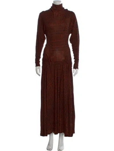Pre-owned Proenza Schouler Animal Print Long Dress In Orange