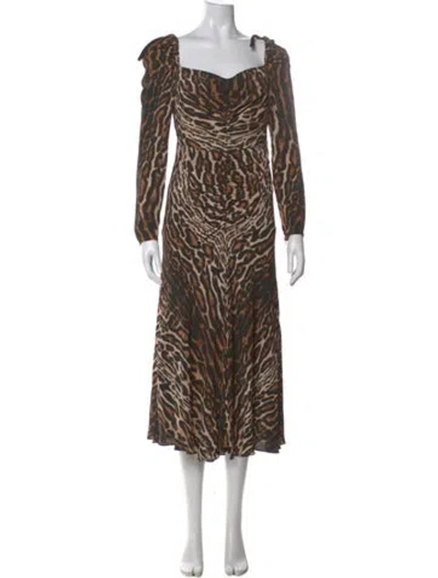 Pre-owned Proenza Schouler Animal Print Midi Length Dress In Black