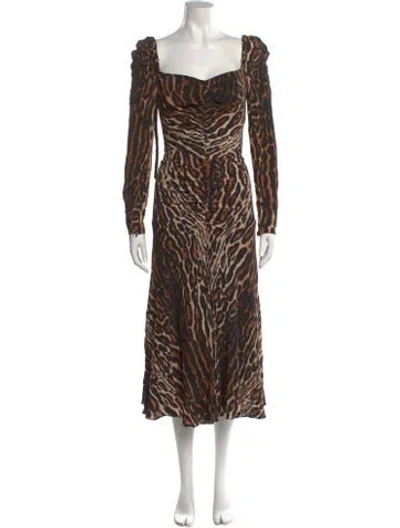 Pre-owned Proenza Schouler Animal Print Midi Length Dress In Neutral