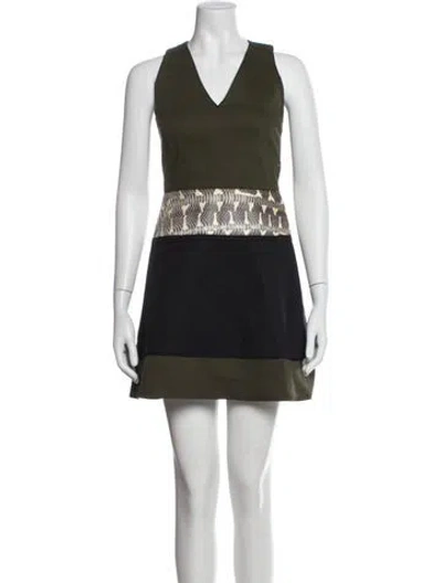 Pre-owned Proenza Schouler Animal Print Mini Dress In Green