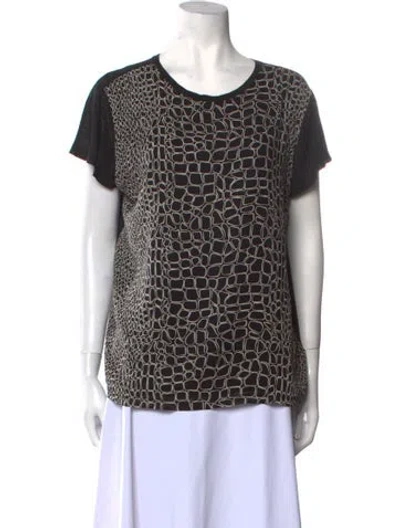 Pre-owned Proenza Schouler Animal Print Scoop Neck T-shirt In Black