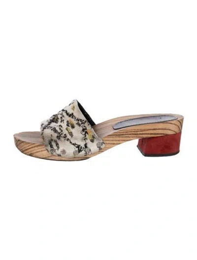 Pre-owned Proenza Schouler Animal Print Slides In White