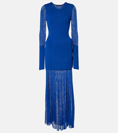 Proenza Schouler Anita Knit Mesh Maxi Dress In Bright Blue