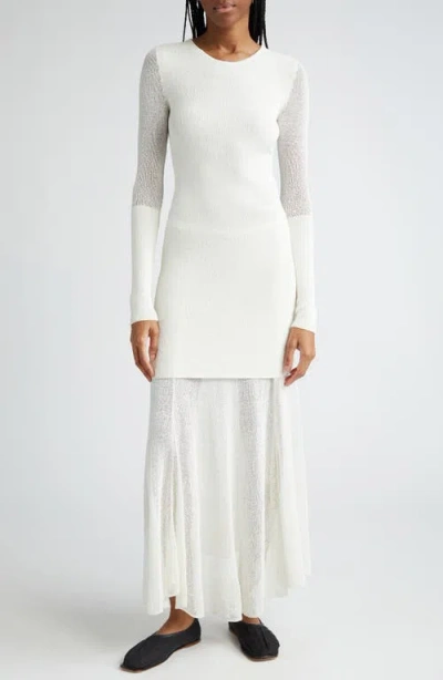 Proenza Schouler Anita Semisheer Long Sleeve Open Stitch Sweater Dress In  Off White | ModeSens