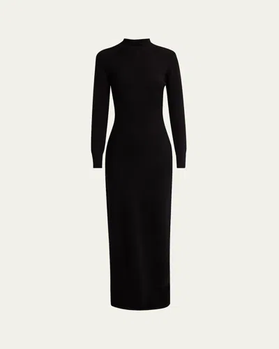 Proenza Schouler Annette Long-sleeve Cashmere Silk Maxi Dress In Black
