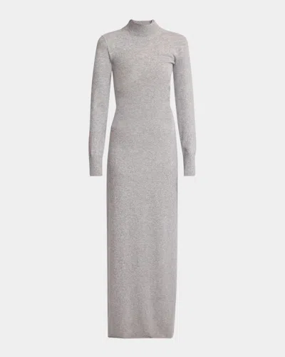 Proenza Schouler Annette Long-sleeve Cashmere Silk Maxi Dress In Grey Melange