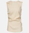 Proenza Schouler Anoushka Ruched Linen-blend Top In Beige