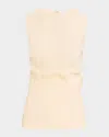 Proenza Schouler Anoushka Ruched Linen-blend Top In Light Wheat