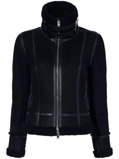 Proenza Schouler Arlo Suede Back Shearling Jacket In Black