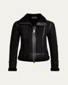 Proenza Schouler Arlo Suede Back Shearling Jacket In Black