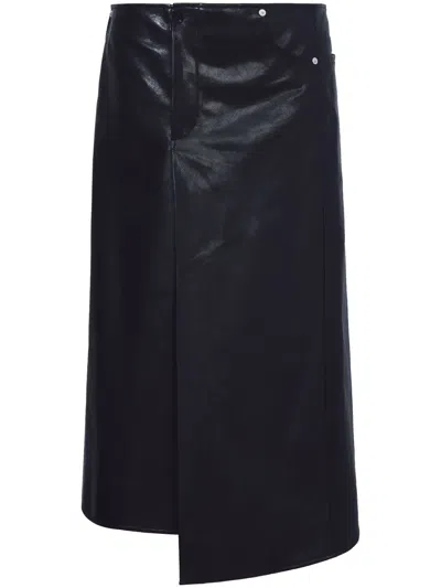 Proenza Schouler Asymmetric A-line Leather Skirt In Black