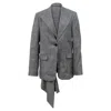 Proenza Schouler Asymmetric Draped Plaid Blazer In Grey Wool