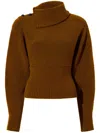 Proenza Schouler Button-shoulder Wool Viscose Boucle Sweater In Brown