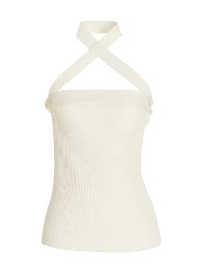 Proenza Schouler Asymmetric Shoulder Knit Top In White