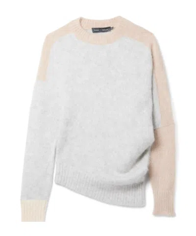 Proenza Schouler Asymmetrical Color-blocked Brushed Knit Sweater In Gray